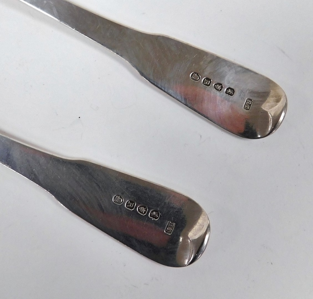 A pair of George III silver Fiddle pattern serving spoons, initial engraved, Richard Turner, London - Image 2 of 2