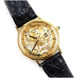 A Rotary gentleman's gold plated skeleton wristwatch, chapter ring bearing Roman numerals, Miyota se