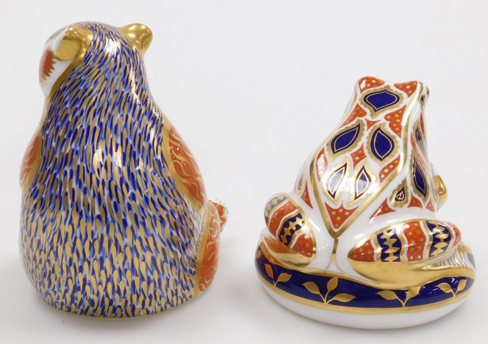 Two Royal Crown Derby porcelain paperweights, comprising Honey Bear, red printed marks and silver st - Image 2 of 3