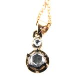 A 18ct gold diamond necklace, with two layer pendant, with rose cut diamonds totalling approx. 0.17c