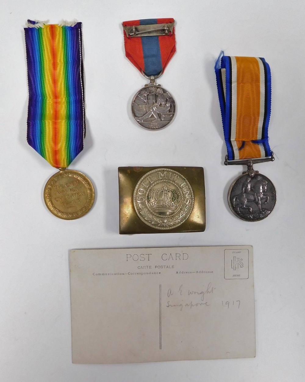 A pair of World War I medals, comprising The Great War and Victory medals, named to Cpl A E Wright, - Image 2 of 2