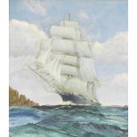 E H Eveleigh (British, 20thC). The Cutty Sark on Choppy Seas, oil on canvas, signed, 57cm x 50cm.