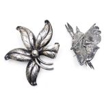 A Danish silver brooch, by Hermann Siersbol of Kastrup, of floral form, together with a Candida silv