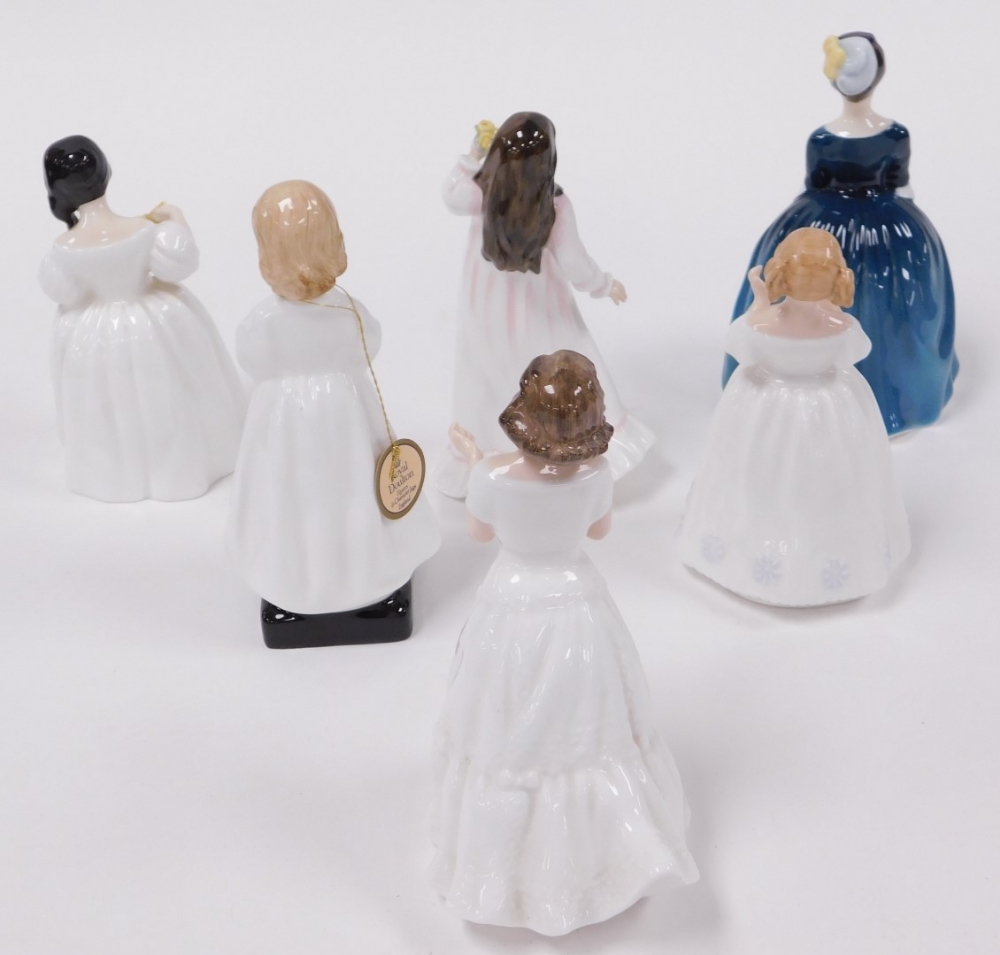 Six Royal Doulton figures, comprising Mandy, second, HN2476, Cherie, HN2341, Welcome, HN3764, Flower - Image 2 of 3