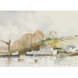 Paul Mann (British, 1907-1994). River landscape in winter, watercolour, signed, 14.5cm x 20cm.