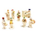 Eight Royal Doulton The Snowman gift collection figures, comprising Pianist Snowman, DS12, Drummer S