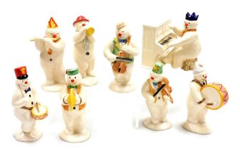 Eight Royal Doulton The Snowman gift collection figures, comprising Pianist Snowman, DS12, Drummer S