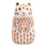 A Royal Crown Derby porcelain Hamster paperweight, red printed marks and gold stopper, 11cm high.