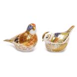 Two Royal Crown Derby porcelain paperweights, comprising Collectors Guide Fire Crest, red printed ma