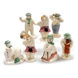 Seven Royal Doulton The Snowman gift collection figures, comprising The Snowman Snowballing, DS22, T