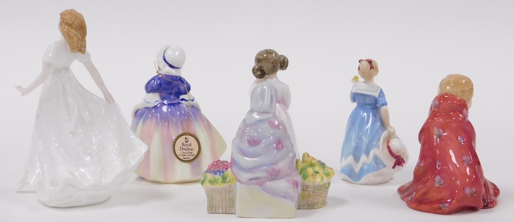 Six Royal Doulton figures, comprising Dinky Do, HN1678, A Posie for You, HN3606, Daddy's Girl, HN343 - Image 2 of 3