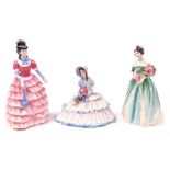 Three Royal Doulton porcelain figures, comprising Diane, HN3604, Daydreams, HN1731, and Happy Birthd