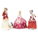 Three Royal Doulton figures, comprising Sarah, HN3384, Christmas Morn, HN1992, and Victoria, HN2471.