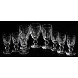 A set of six Waterford cut glass liqueur glasses, Kathleen pattern, each 8cm high, together with thr