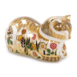 A Royal Crown Derby porcelain Cottage Garden Cat paperweight, red printed marks and gold stopper, 11