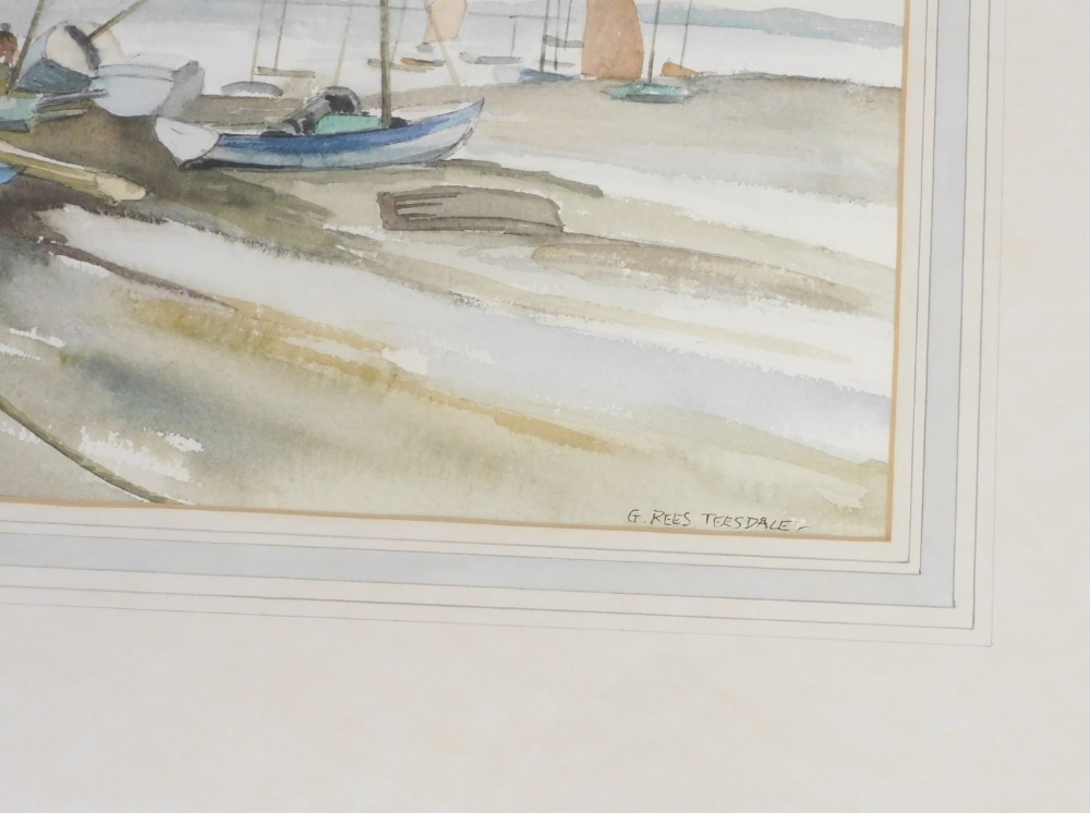 Gladys Rees Teesdale (British, 1898-1985). Blue boats, watercolour, signed, 32cm x 48cm. - Image 3 of 3