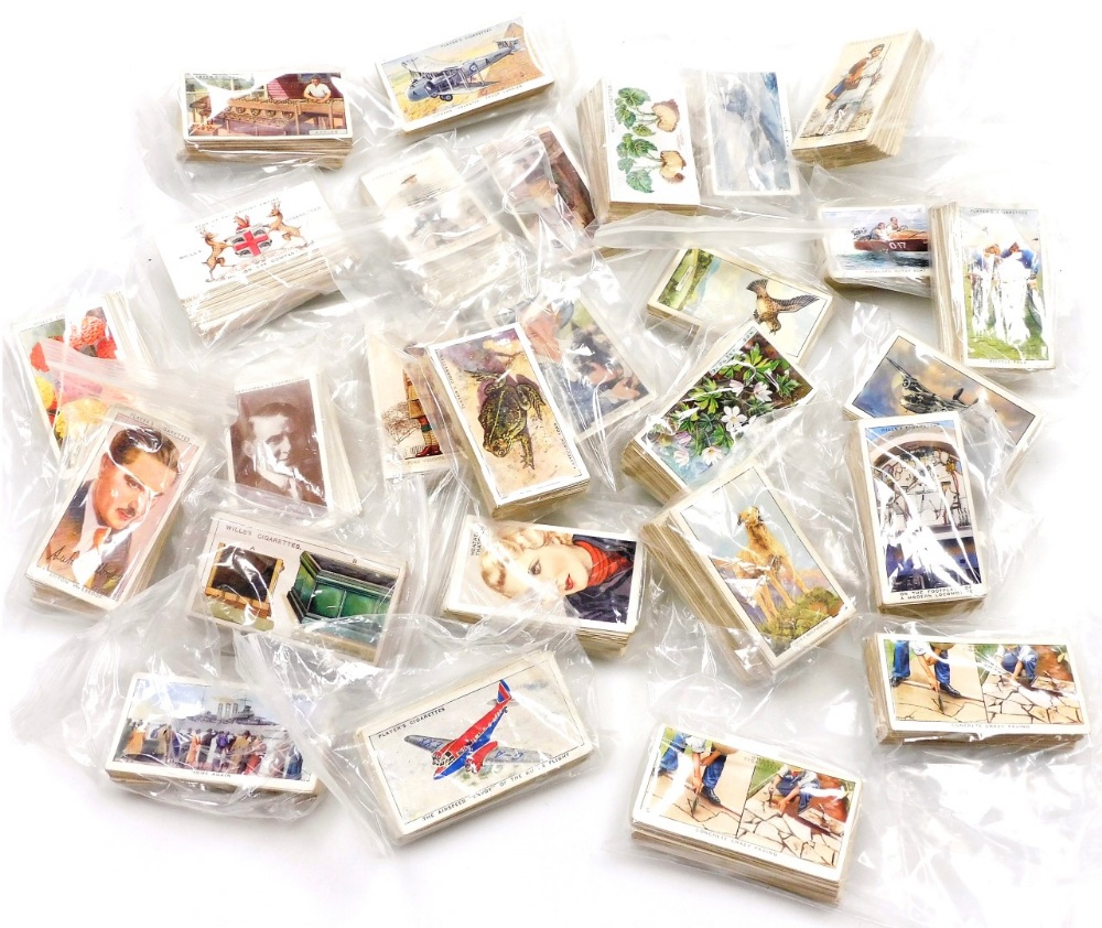 Cartophily. Cigarette cards, sets, including Churchmans, Wills, Gallaher, and John Player.
