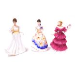 Three Royal Doulton figures, comprising Kathleen, HN3609, Rosemary, HN3691, and Jennifer, figure of