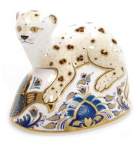 A Royal Crown Derby porcelain Leopard Cub paperweight, commissioned by Sinclairs, limited edition nu