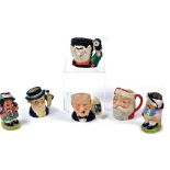 Six Royal Doulton character jugs, comprising Santa Claus, D6705, boxed, Dennis and Gnasher, D7033, M