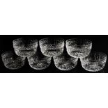 A set of seven Thomas Webb cut glass finger bowls, etched mark, 11cm diameter.