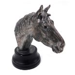 A Country Artists silver bust of a horse's head, with black glass eyes, signed Richard Sefton, marks