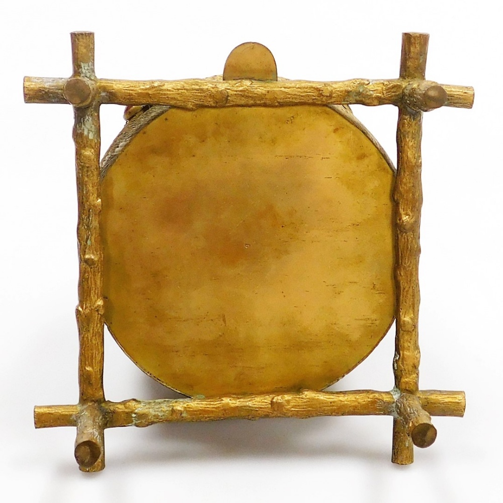A 19thC gilt metal sewing box in the form of bee skep, with a hinged lid and twisted top handle, the - Image 4 of 5