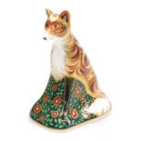 A Royal Crown Derby porcelain Vixen paperweight, red printed marks and gold stopper, 15cm high.