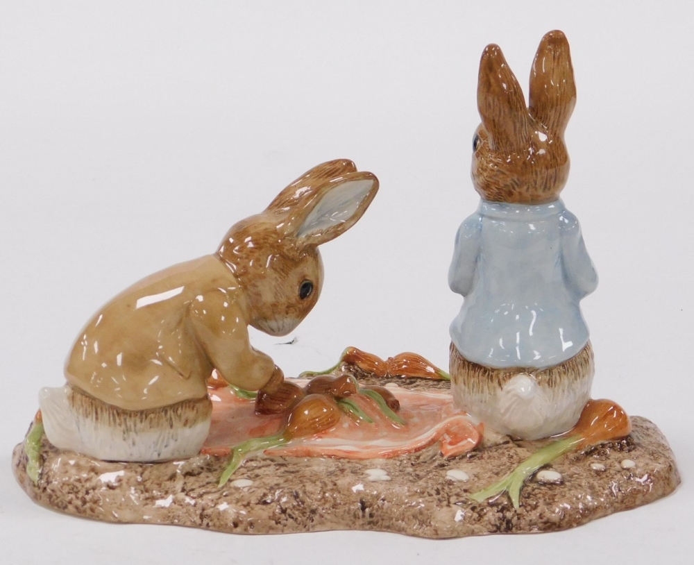 A Beswick pottery Beatrix Potter figure group, modelled as Peter and Benjamin Picking up Onions, lim - Image 2 of 3