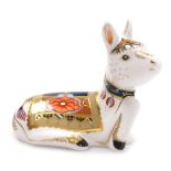 A Royal Crown Derby porcelain Donkey Foal paperweight, red printed marks and gold stopper, 9cm high,