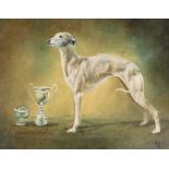 Elizabeth Brooke (20thC School). Midge, study of a Whippet, oil on canvas, initialled and dated '92,