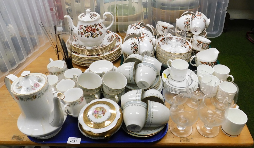 A Colclough part tea service, to include teapot, teacups and saucers, milk jug, etc., decorated with