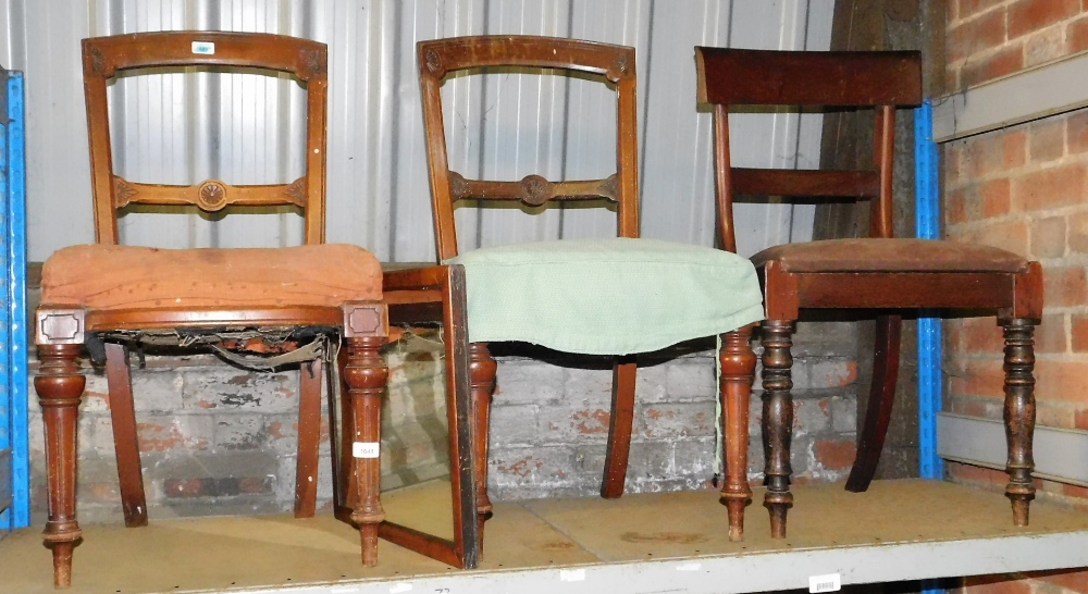 A pair of Victorian mahogany dining chairs, late Regency mahogany single dining chair, and a Victori