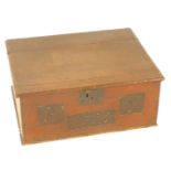 An 18thC oak bible box, with three plank top inscribed A Y 1726, 25cm high, 59cm wide, 46cm deep. (A