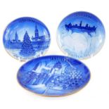 Three Bing and Grondahl Centenary collection porcelain dishes, decorated with Copenhagen Christmas,