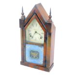 A late 19thC Abrahamson Bros of Liverpool mahogany cased mantel clock, circular tin dial bearing Rom