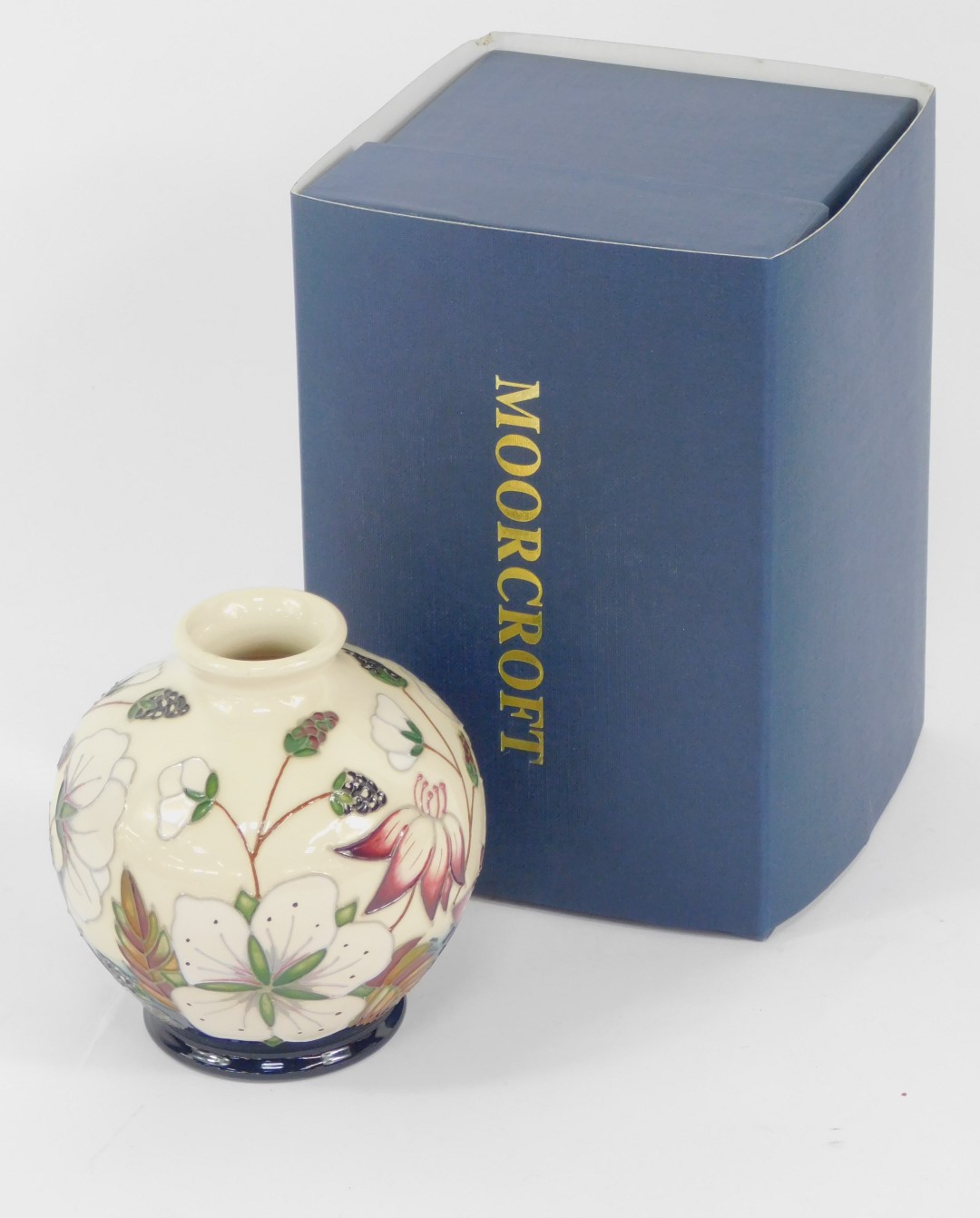 A Moorcroft Pottery vase decorated in the Bramble pattern, painted and impressed marks, 11cm high, b - Image 2 of 3