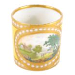 An early 19thC yellow ground French porcelain coffee can, painted by William Billingsley