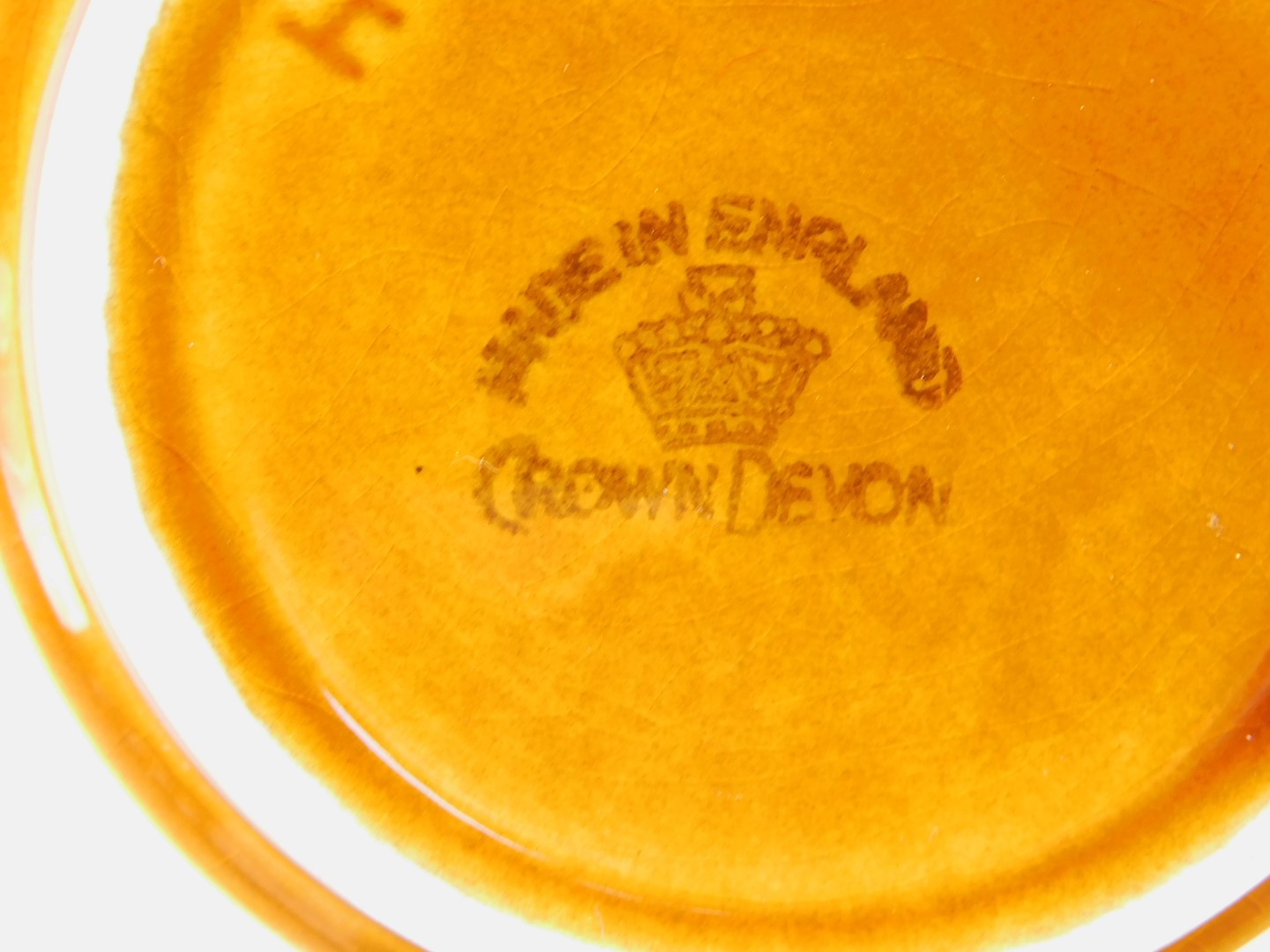 A Crown Devon treacle glazed pottery cruet set, comprising an apple sauce pot with wooden lid, mint - Image 2 of 2