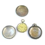 A Victorian silver Hunter pocket watch case, and a silver Continental fob watch with white ceramic d