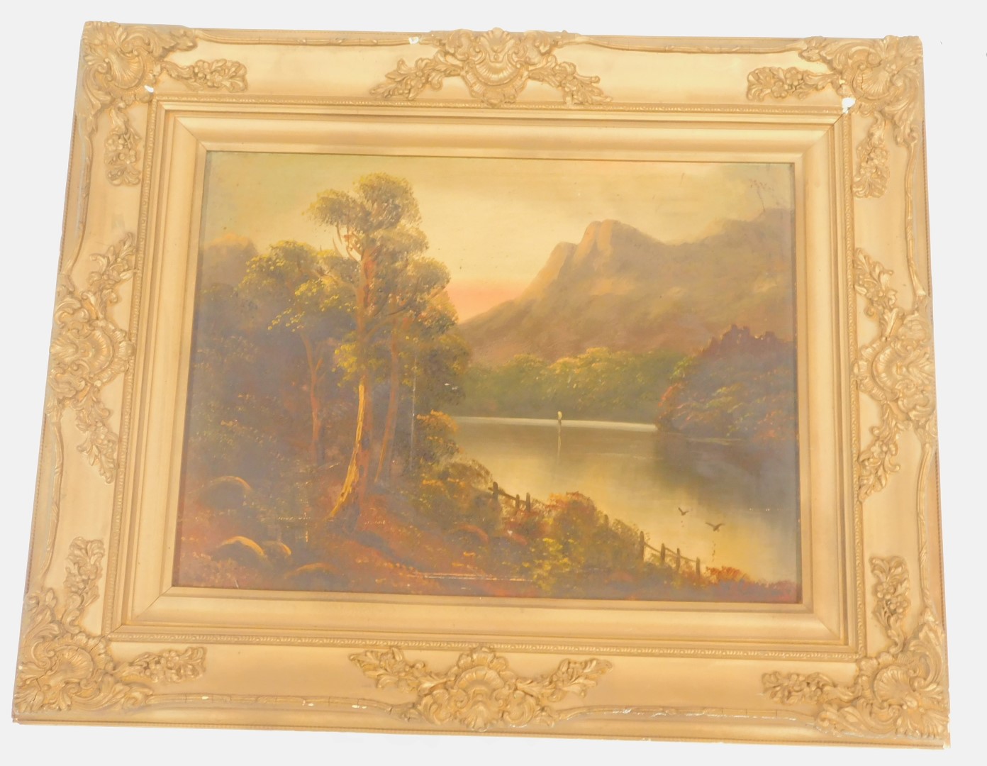 W Callin (Scottish, late 19thC). Highland lake and mountain scene, oil on canvas, signed, 33cm x 44c - Image 3 of 3