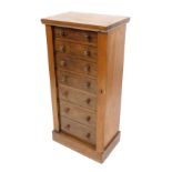 A Victorian mahogany Wellington chest, of seven drawers, raised on a plinth base, 103cm high, 50cm w