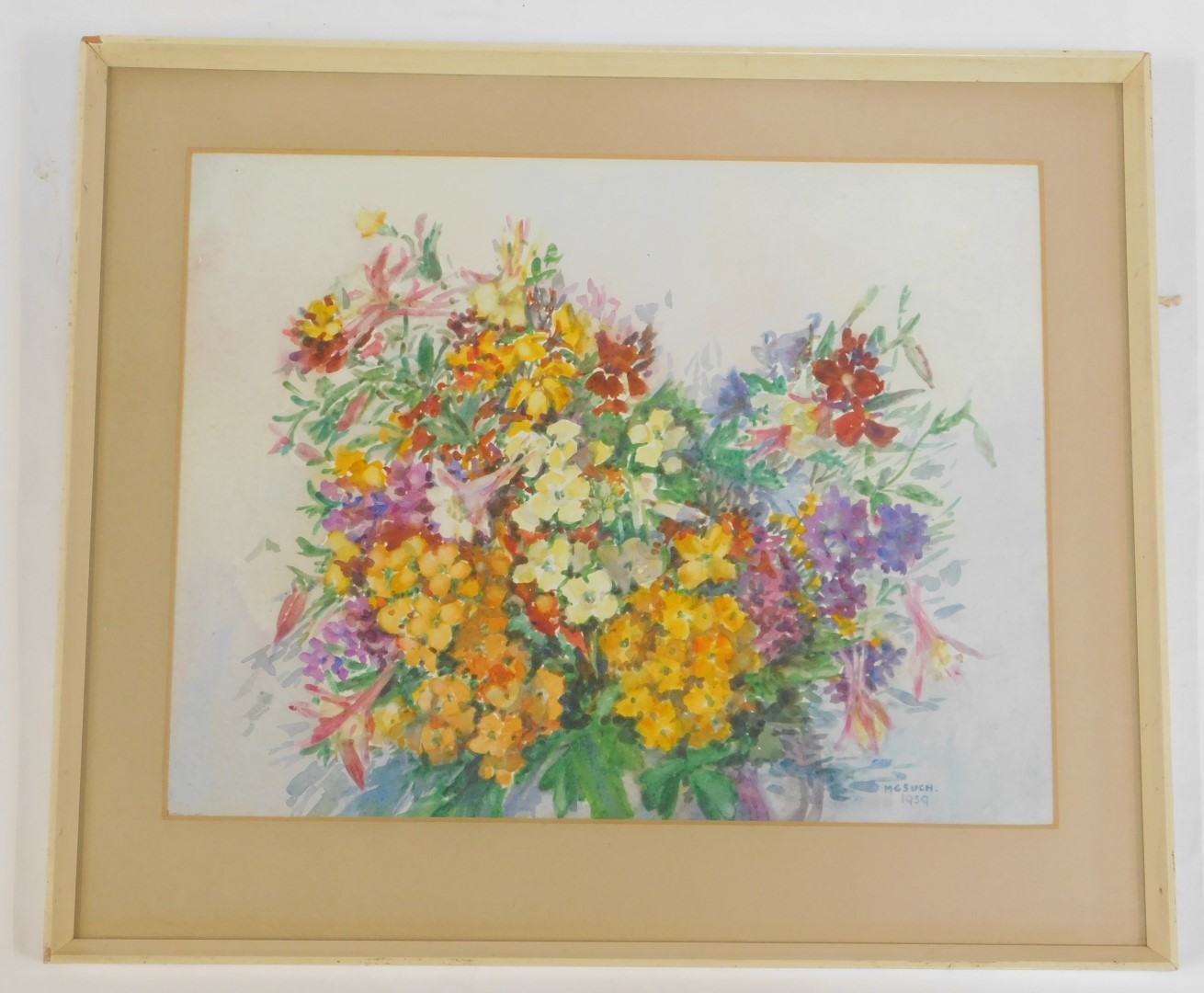 MC Sush (Mrs MC Besant) (20thC). Spring Flowers, watercolour, signed, dated 1959, 26.5cm x 34.5cm. - Image 3 of 3