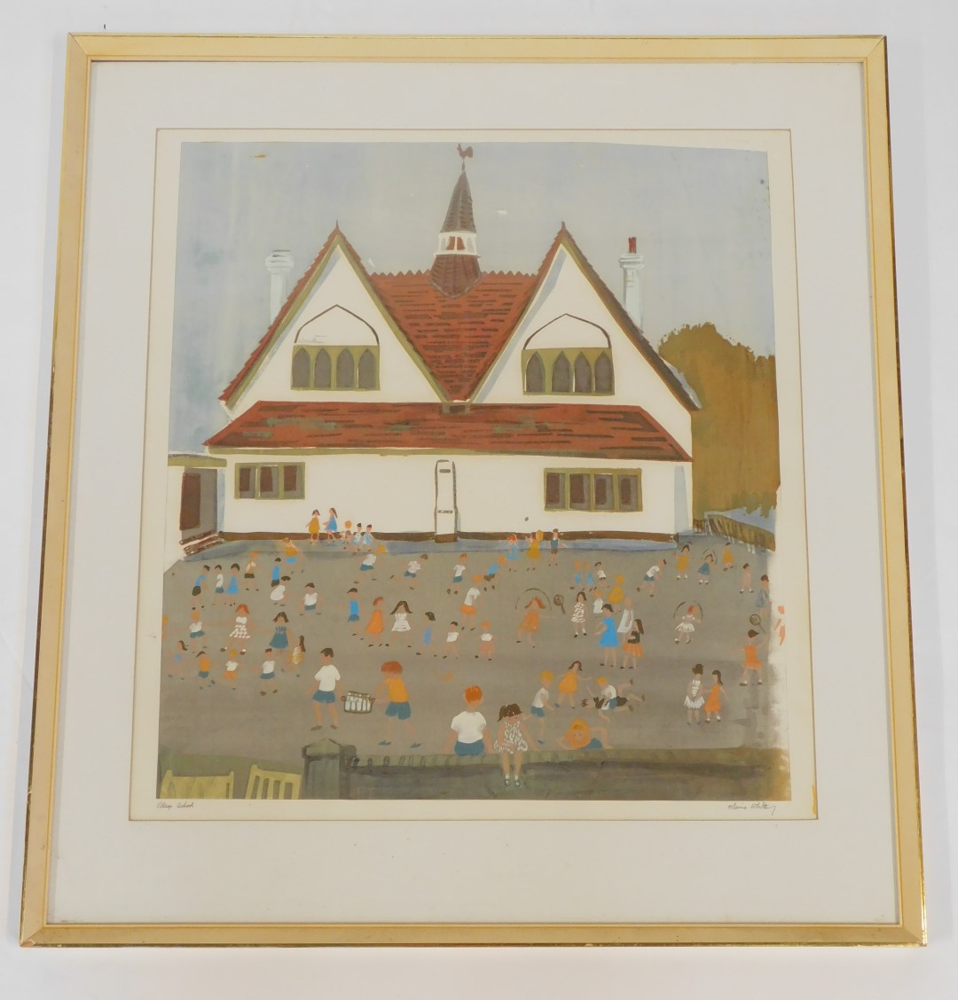 After Marie Whitby. Village School, print, signed and titled, 57cm x 52.5cm. - Image 4 of 4