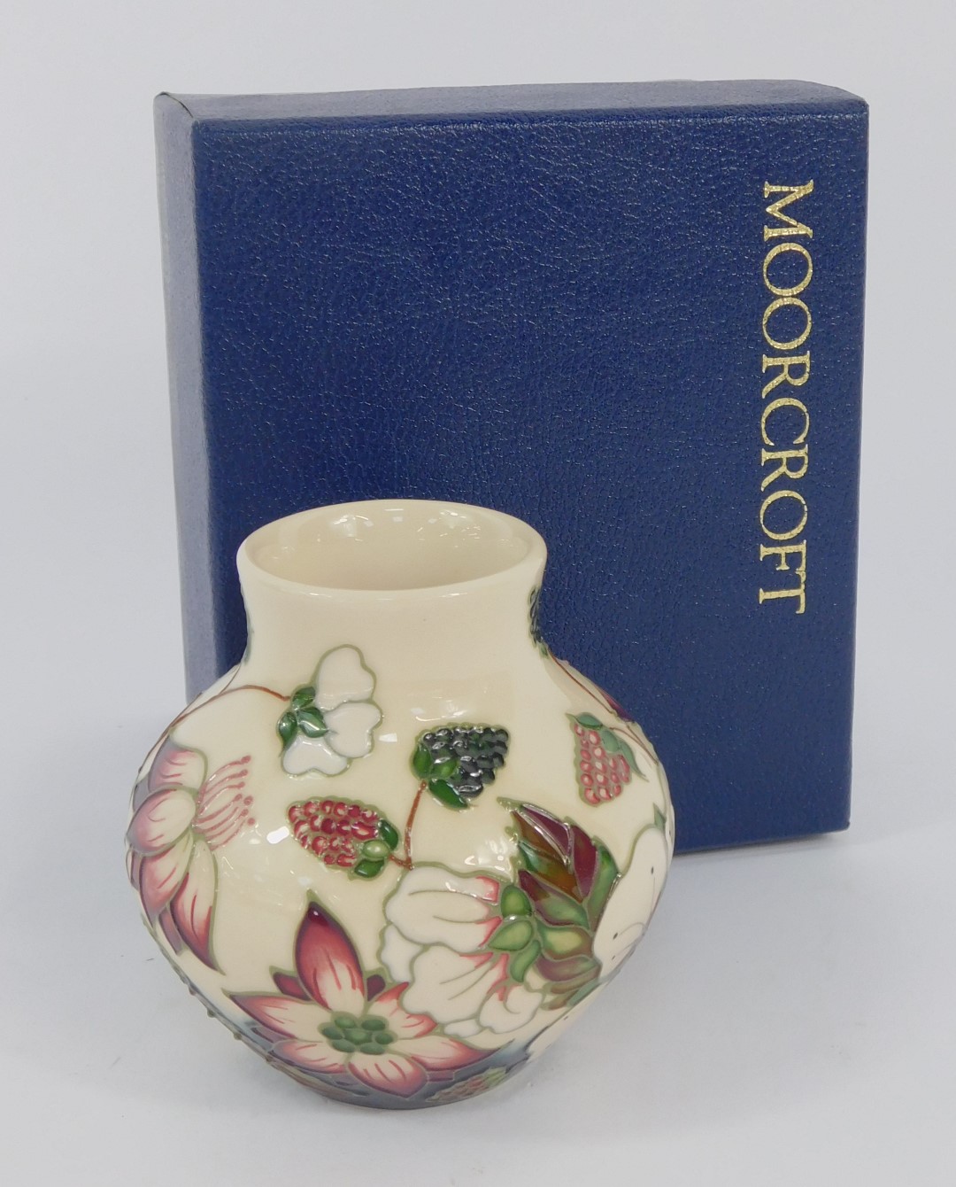 A Moorcroft Pottery vase decorated in the Bramble pattern, impressed and painted marks, 8cm high, bo - Image 3 of 3