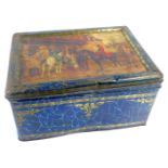 An early 20thC Bluebird Luxury Assortment toffee tin, printed to the lid with 'Halting at an Inn' Af