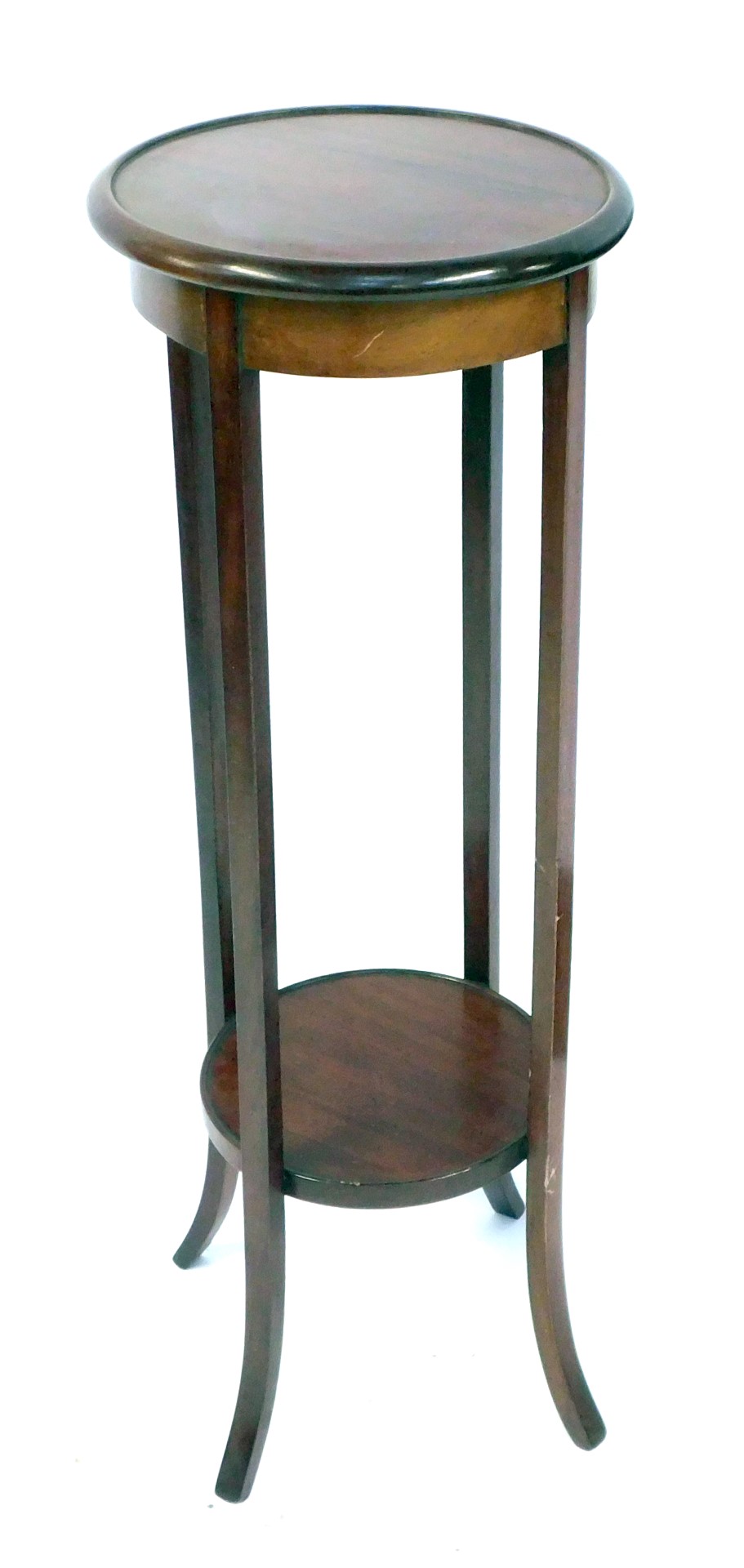 A Victorian mahogany jardiniere stand, with two tiers, on out splayed legs, 95cm high, 32cm diameter