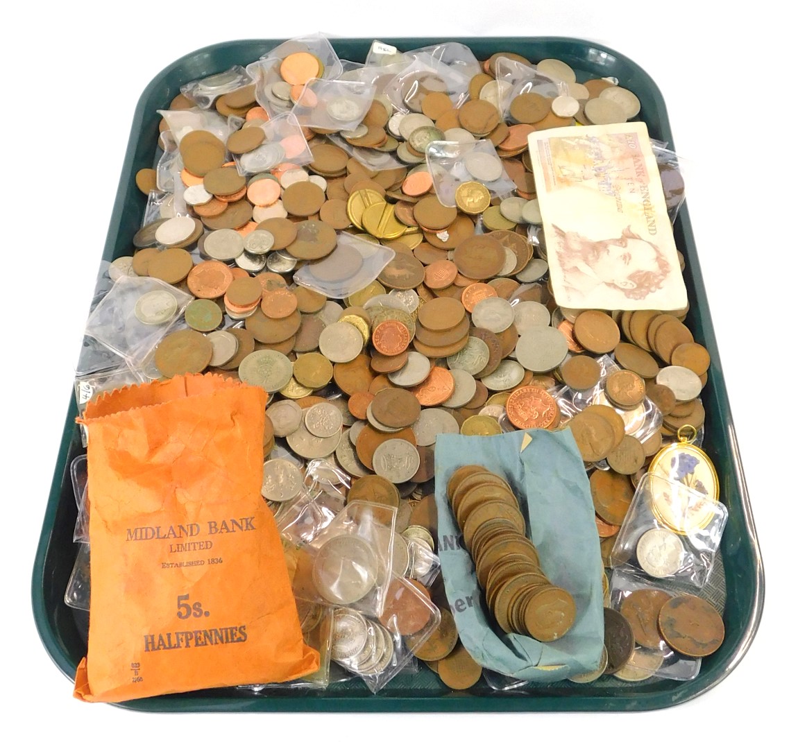 English silver, nickel, and copper coinage, including half crowns, shillings, sixpences, pennies and