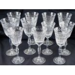 A group Stuart crystal Senator pattern wine glasses, comprising a set of six red wine glasses, and a