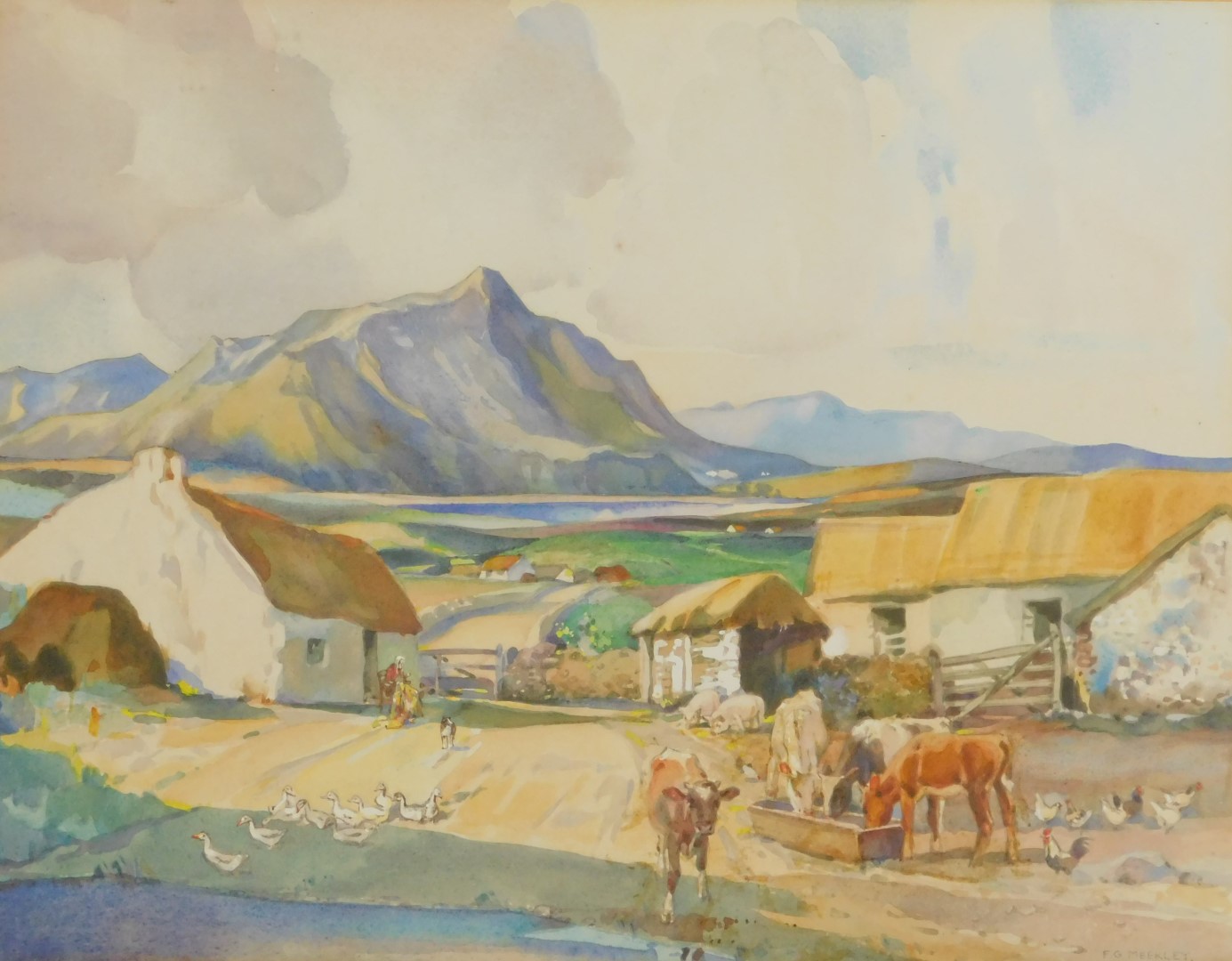 FG Meekley (British, 20thC). Scottish scene, watercolour, signed, titled verso, 27.5cm x 35cm.